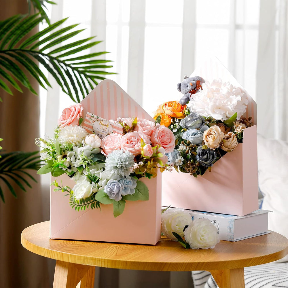 Geyee 20 Pcs Graduation Floral Bouquet Envelope Boxes Pink Flower Bouquet Pac...