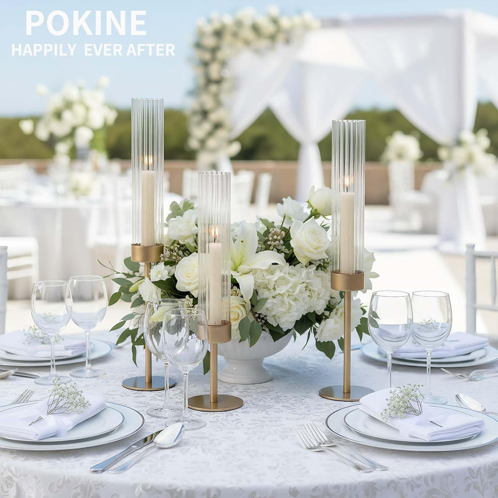 POKINE Gold Candle Holders Set of 6 for Taper Candle Holders