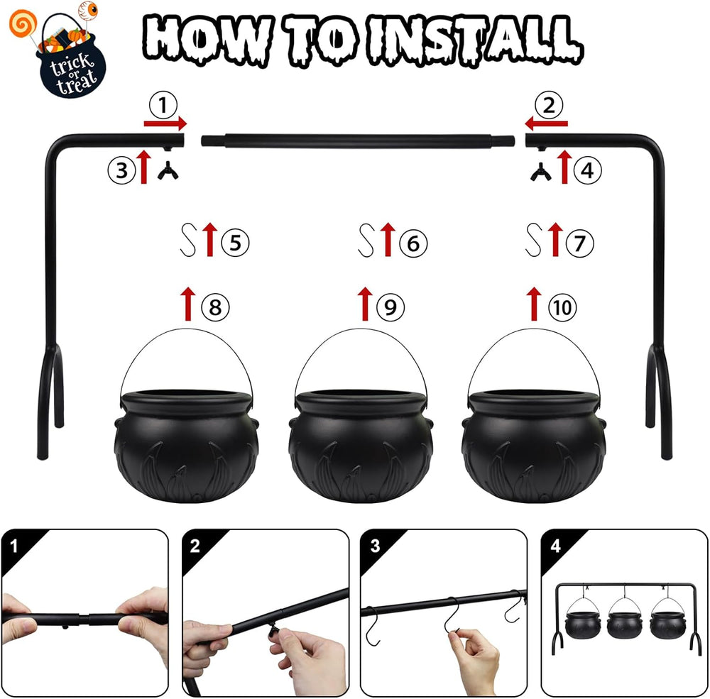 Cauldron Halloween Decor, 12 Pcs Hanging Witches Cauldron Serving Set Bowls