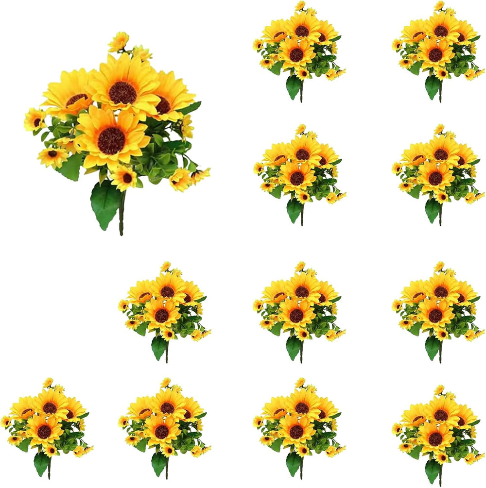 12 Pack Sunflower Artificial Flowers Artificial Sunflower Bouquets Silk Sunfl...
