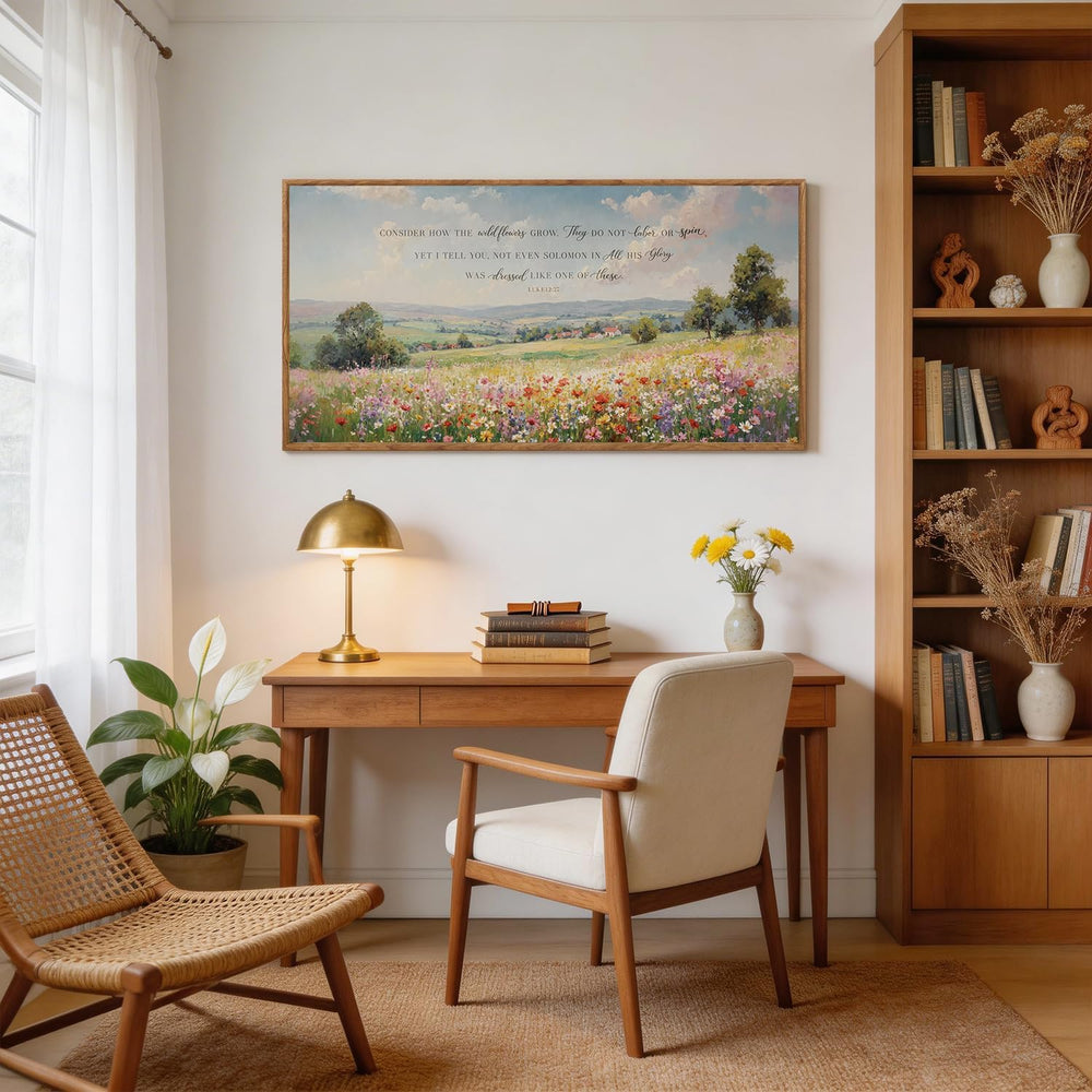 CHDITB Luke 12:27 Consider How The Wildflowers Grow Wall Art 40x20 Inch