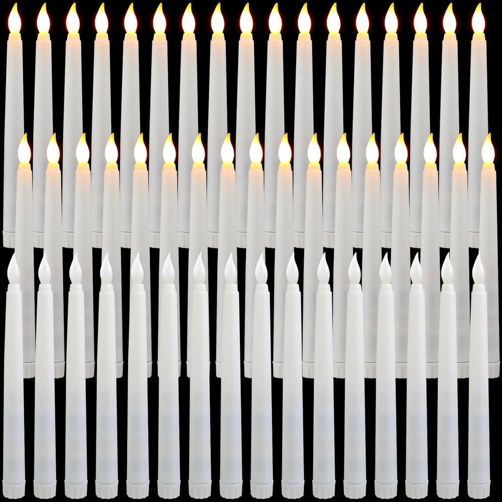 Baquler 50 Pcs 8.5 Inch White LED Flameless Taper Candles Bulk