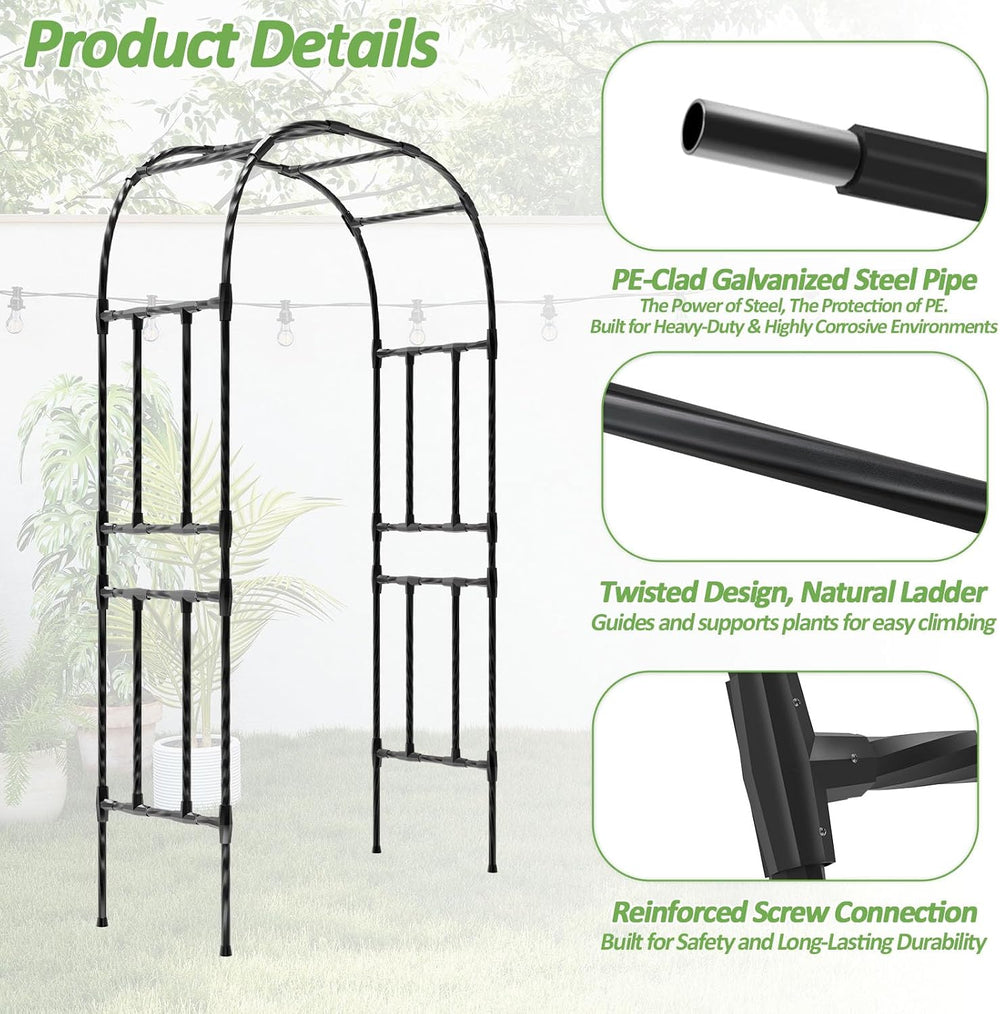 Thickened Metal Garden Arch-59L*94.5H,Trellis for Climbing Plants Outdoor