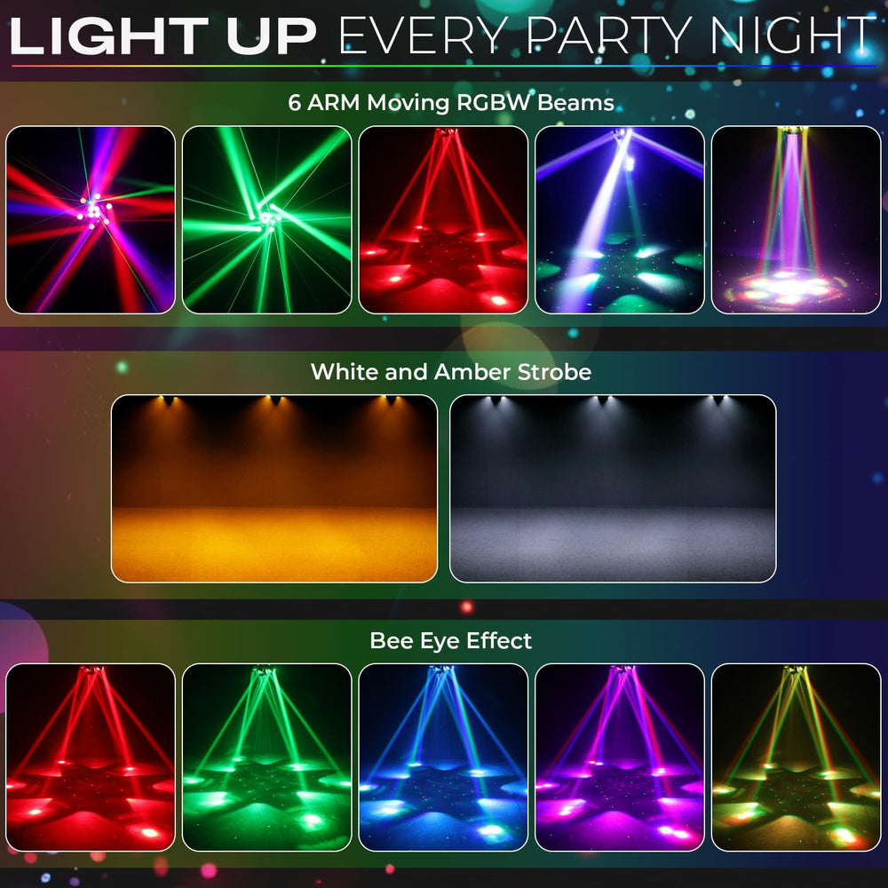 150W 6-Arm Spider Bee-Eye Moving Head LED DJ Light