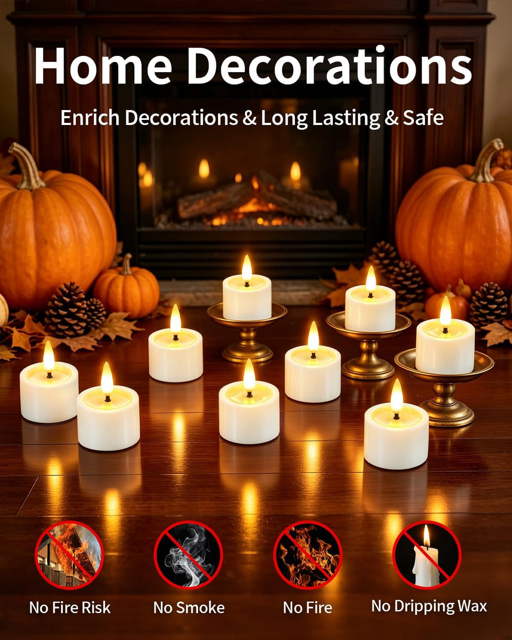 12 Pack Rechargeable Tea Lights Candles with Charging Base & Remote Timer