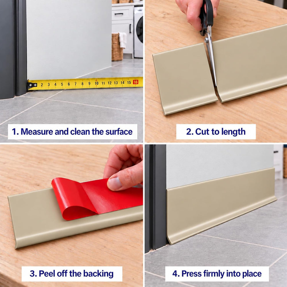 Vinyl Baseboard Molding 4 inch, Peel and Stick Cover Base molding, Beige