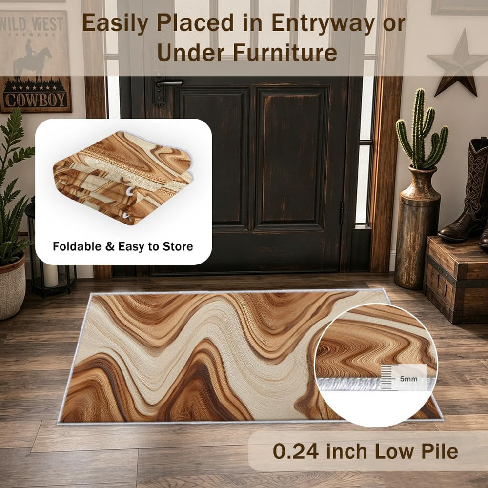 Wood Effect Runner Rug 2x6 Washable Entryway Indoor, Home Decor