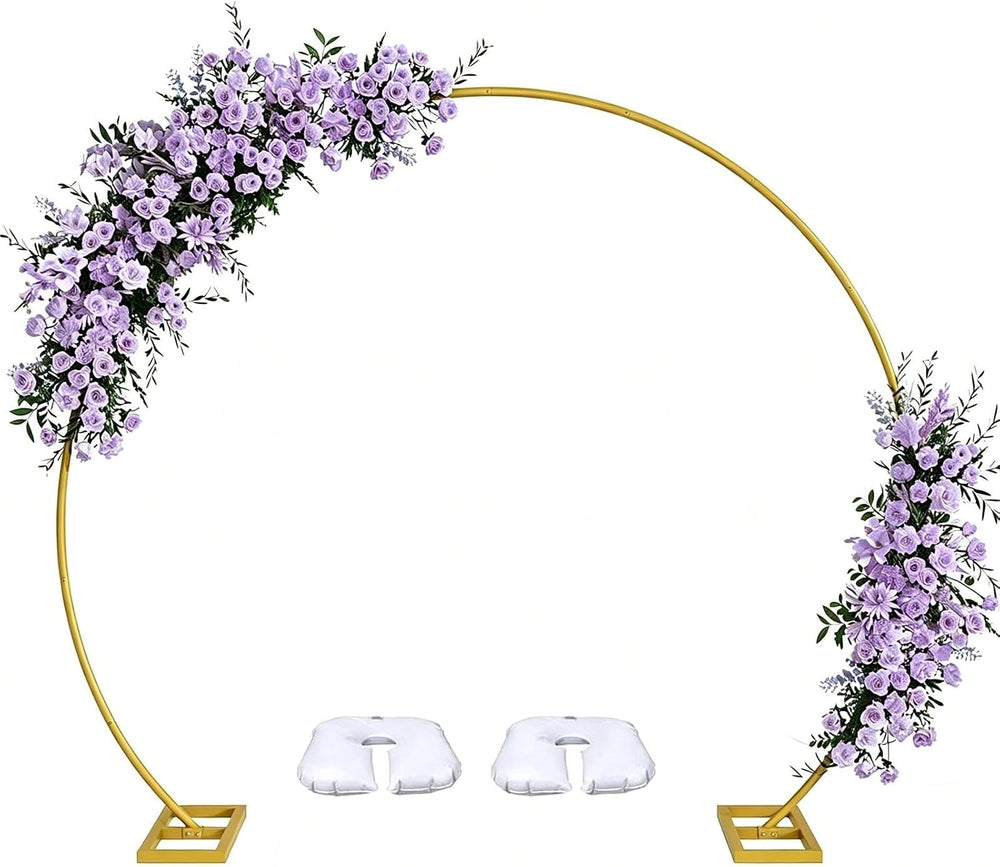 Round Backdrop Stand, 8FT Balloon Arch Stand, Gold Circle Arch for Party