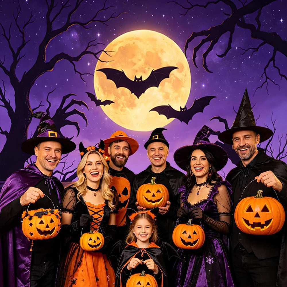 Halloween Backdrop for Photography 10x8ft Happy Moon Night Banner