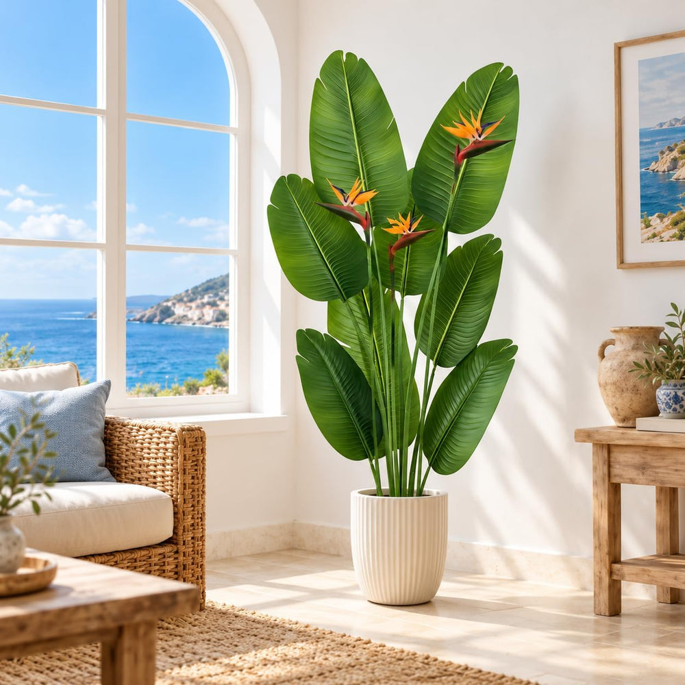 Artificial Bird of Paradise Flowers,5FT Fake Banana Tree for Home&Office