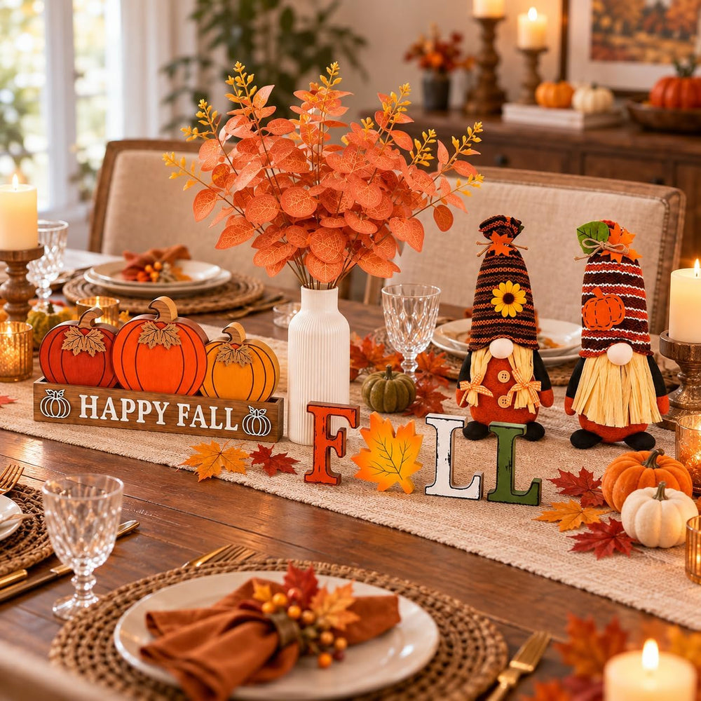 4 Pcs Fall Halloween Decorations for Home Mantel Table Centerpieces