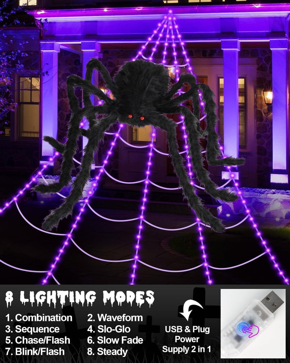 Brighter Spider Webs Halloween Decorations Lights,Halloween Decor