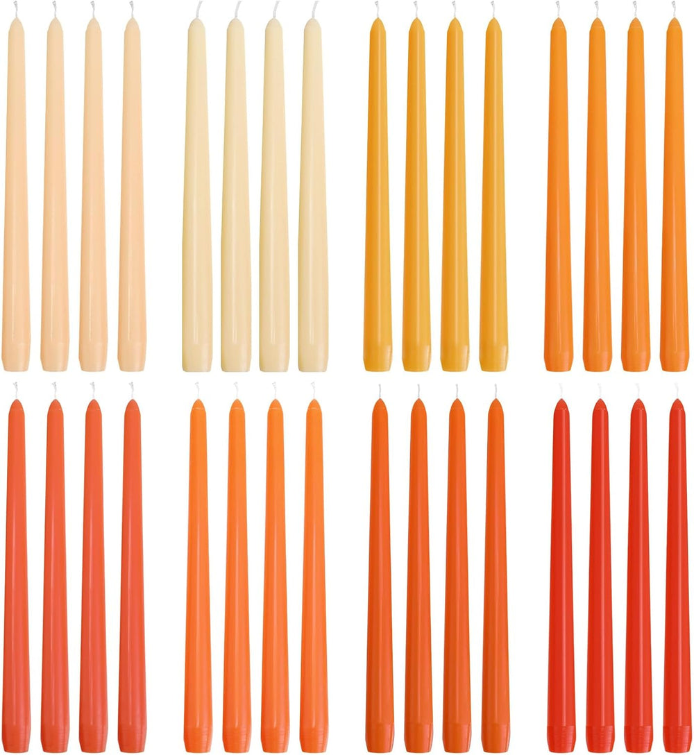 MTLEE 32 Pcs Gradient Orange Taper Candles 10 Inch Fall Long Candlesticks