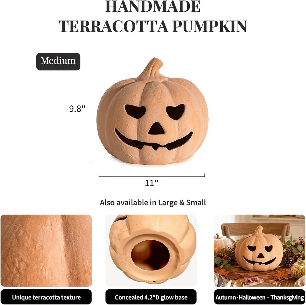 NUPTIO Terracotta Pumpkin Halloween Thanksgiving Outdoor Porch Decor, 10"H