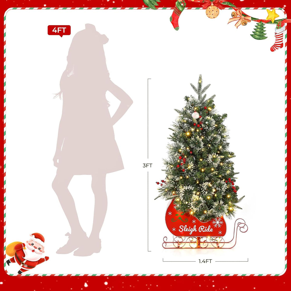 Garvee 3FT Christmas Tree,Pre-Lit Artificial Christmas Trees with Lights, Sma...