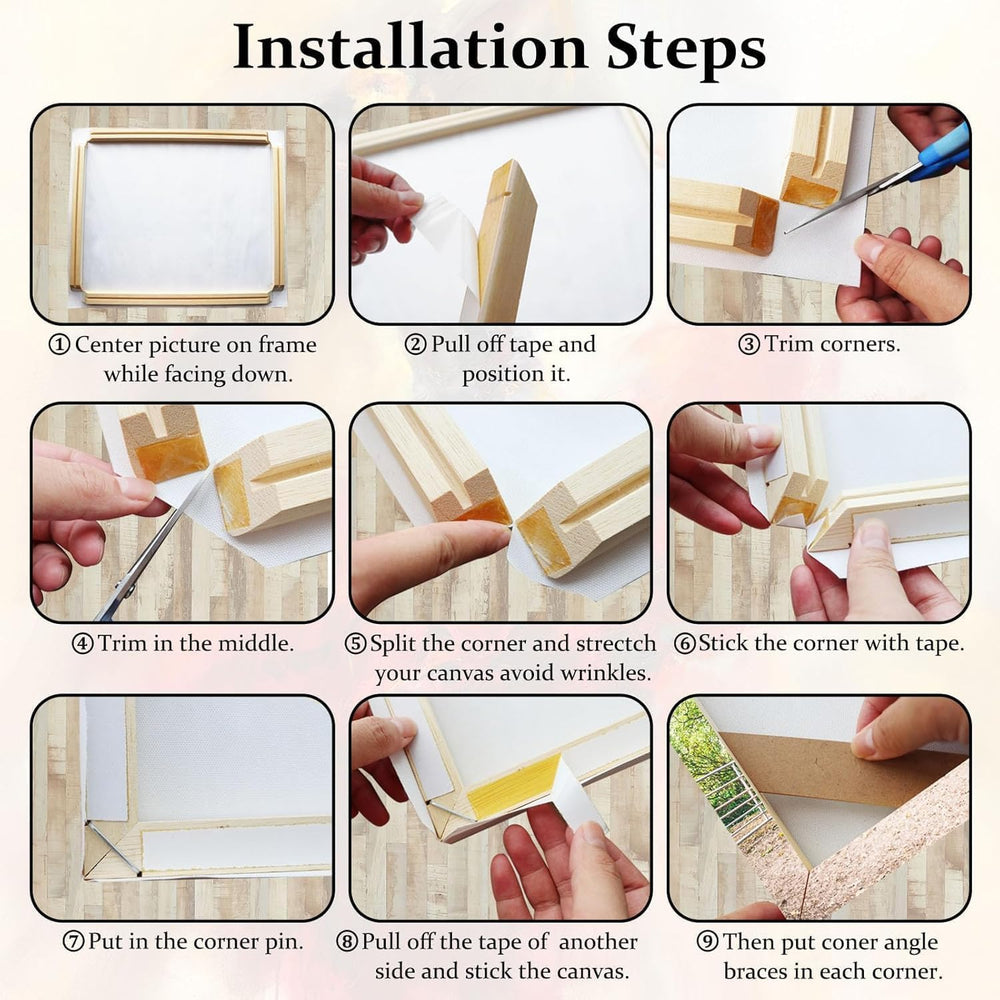 DIY Solid Wood Canvas Frame Kit with Stretch Bar - Customized Wooden Art Fram...