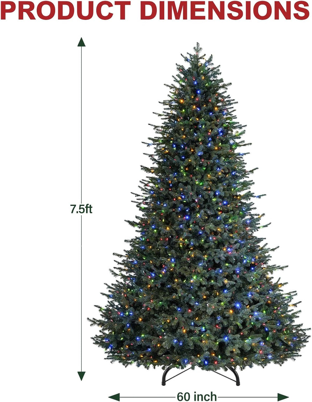 Hykolity 7.5ft Premium Prelit Christmas Tree Extra Full 5773 Realistic Tips