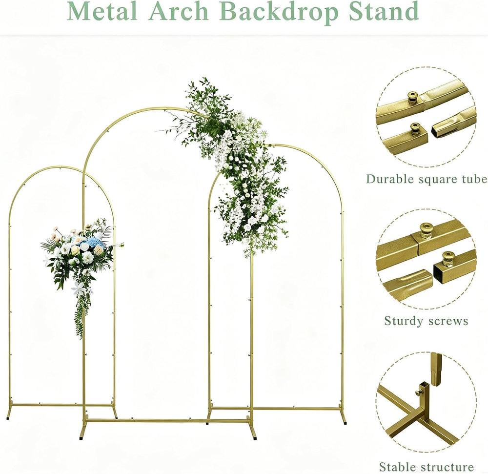 2 Pack 7.2FT+6FT Metal Arch Backdrop Stand with Cover for Wedding Decor
