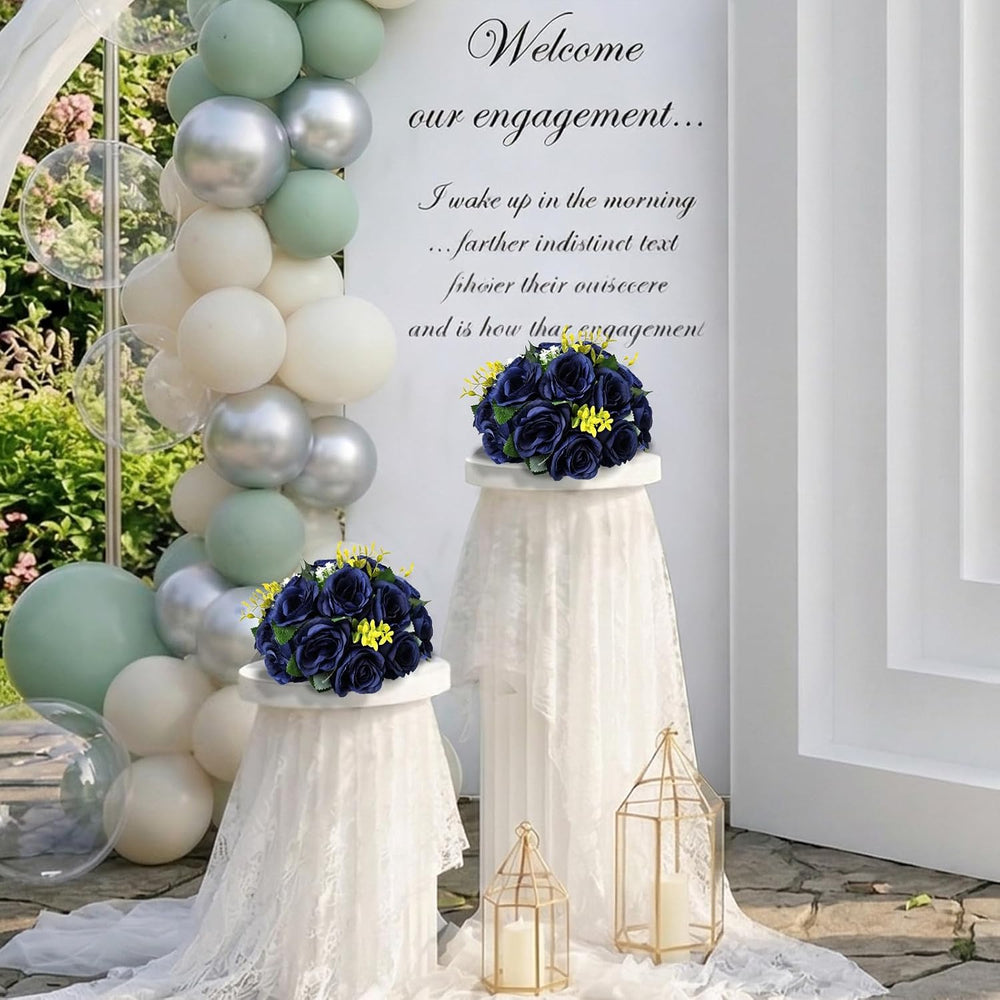 6 PCS Navy Blue Roses Flower Balls for Centerpieces