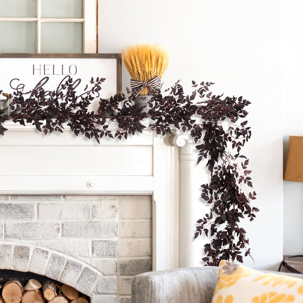 2 Pack 9 Ft Fall Garlands, Plum Cimicifuga Seeded Halloween Decor