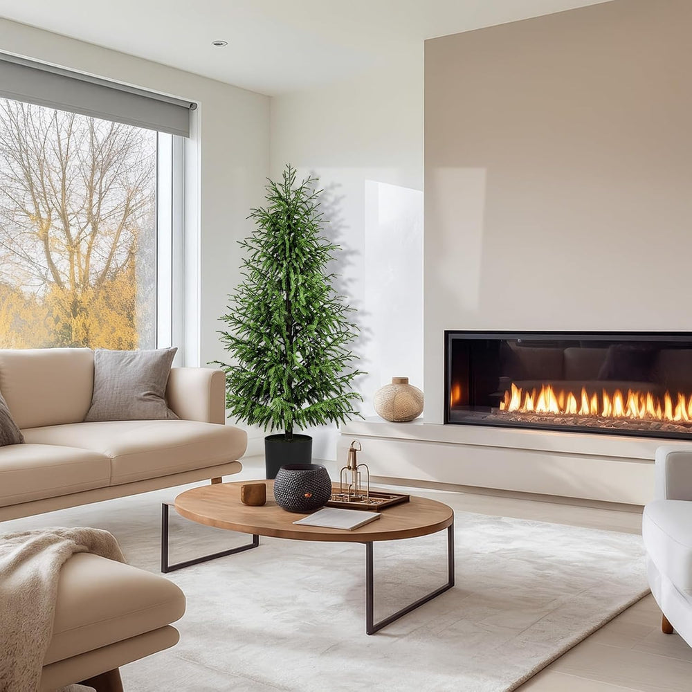 5FT Christmas Tree, Artificial Norfolk Pine Without Lights, Real-Touch PE Mat...