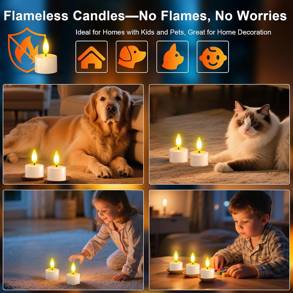 PChero Rechargeable Flameless Candles with Remote & Magnetic Charging Base