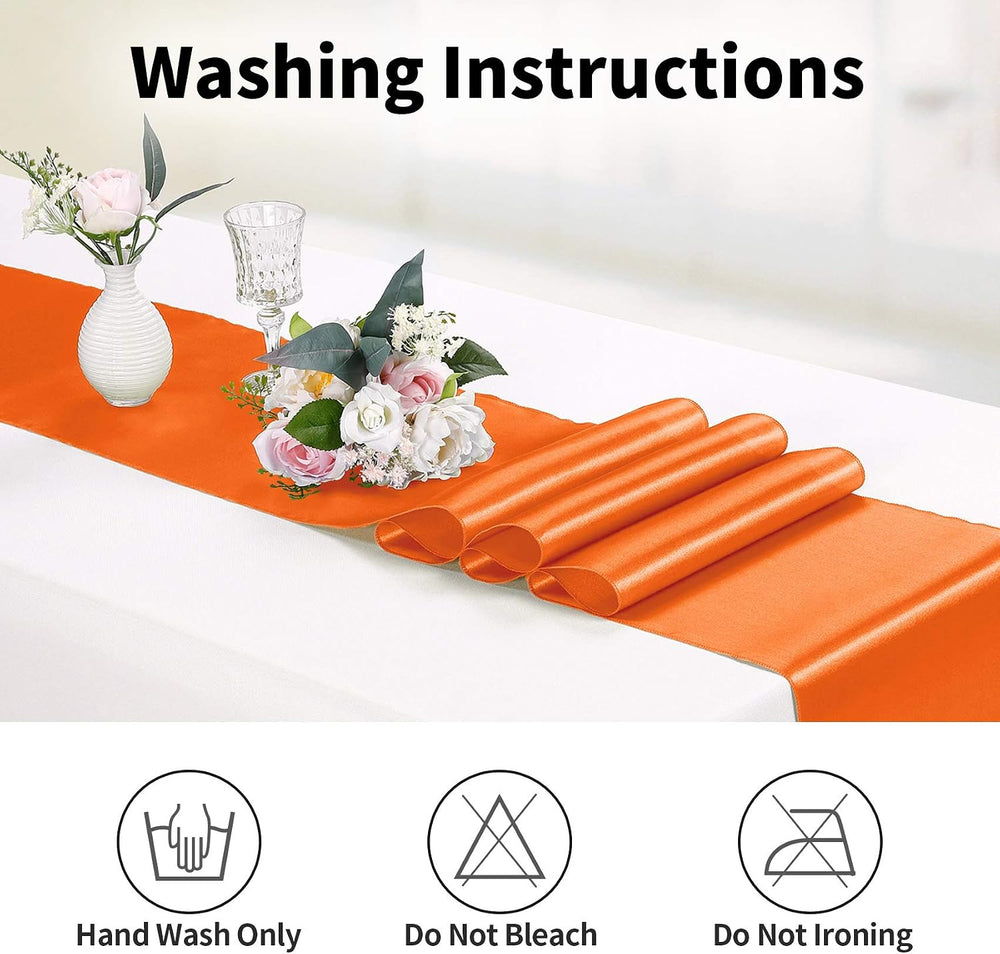 15-Pack Satin Table Runner Orange 12 x 108 inches Long, Table Runners for Wed...