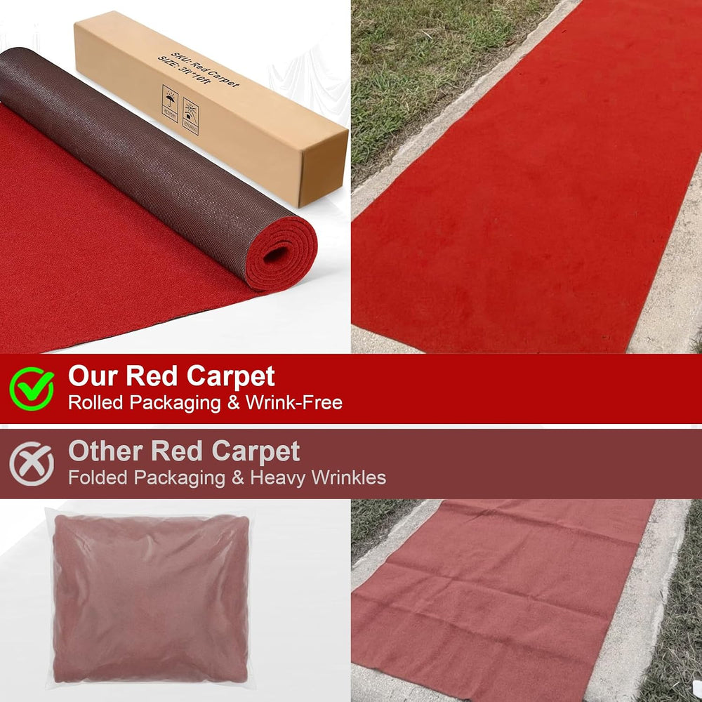 PBHEPJ 3ft x 10ft Extra Thick Red Carpet Runner for Party & Hollywood, Fe...