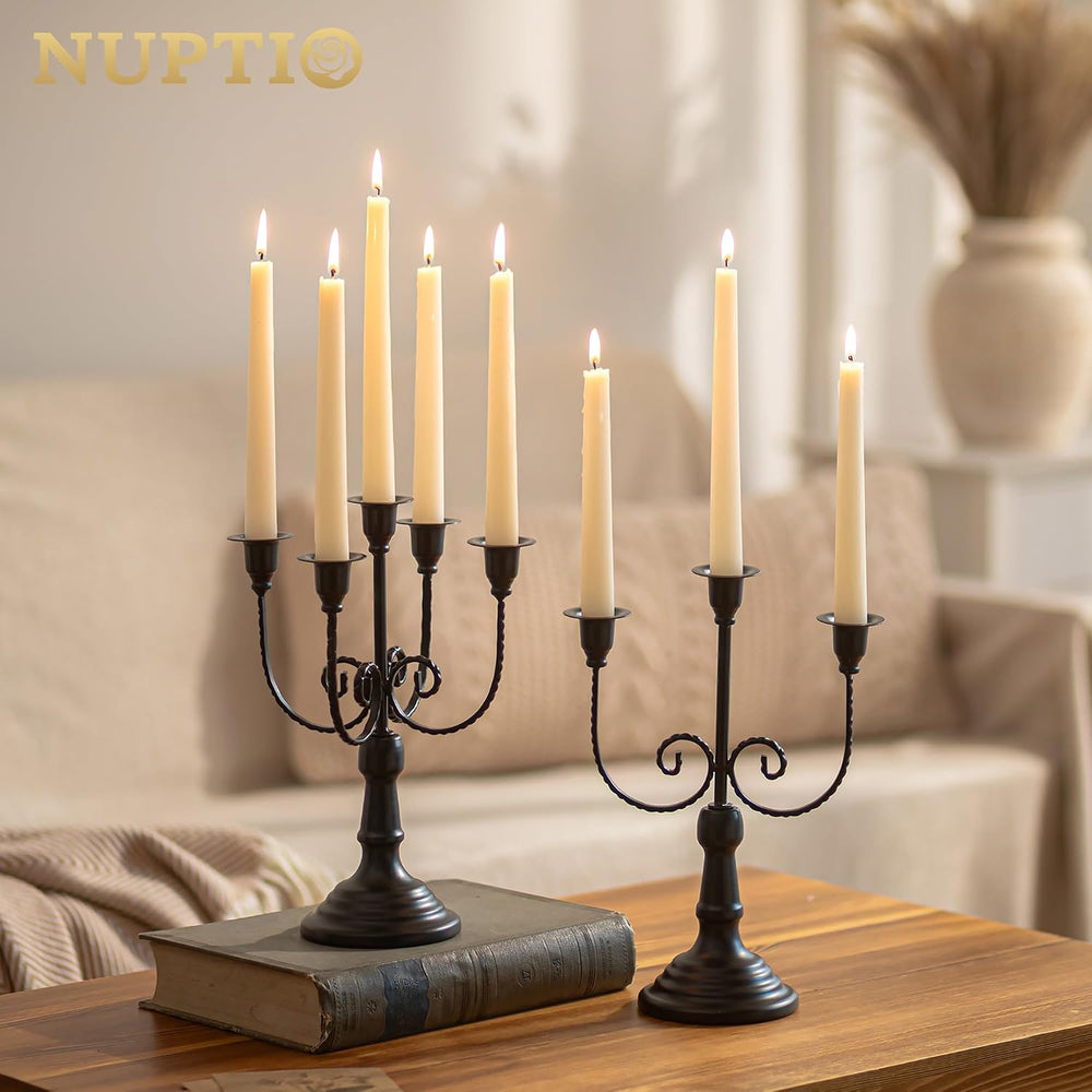NUPTIO Candelabra Candlestick Holders for Centerpiece: Black Candle Holder