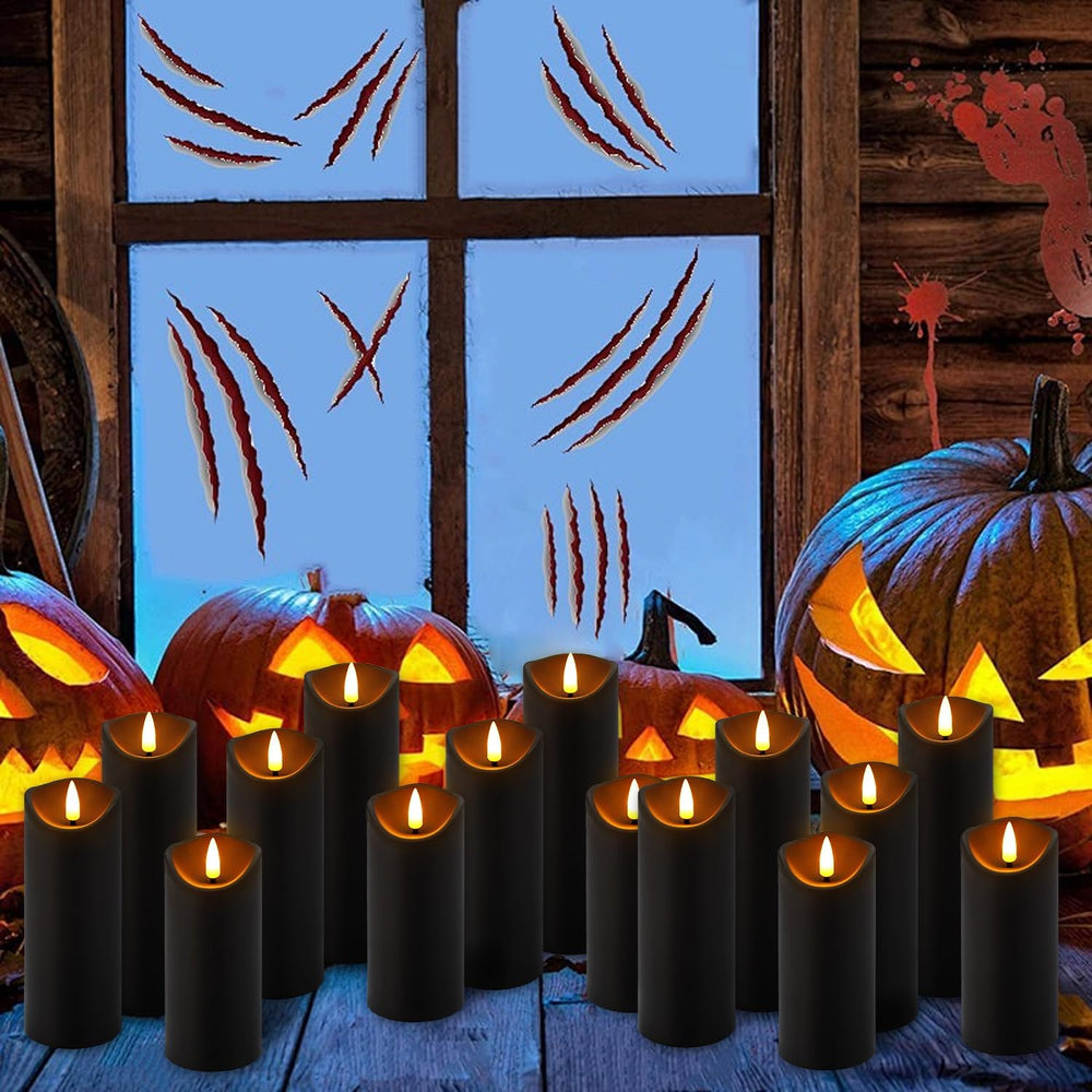 fclayvts Realistic Flameless LED Candle Black Set of 24, Battery Operated wit...