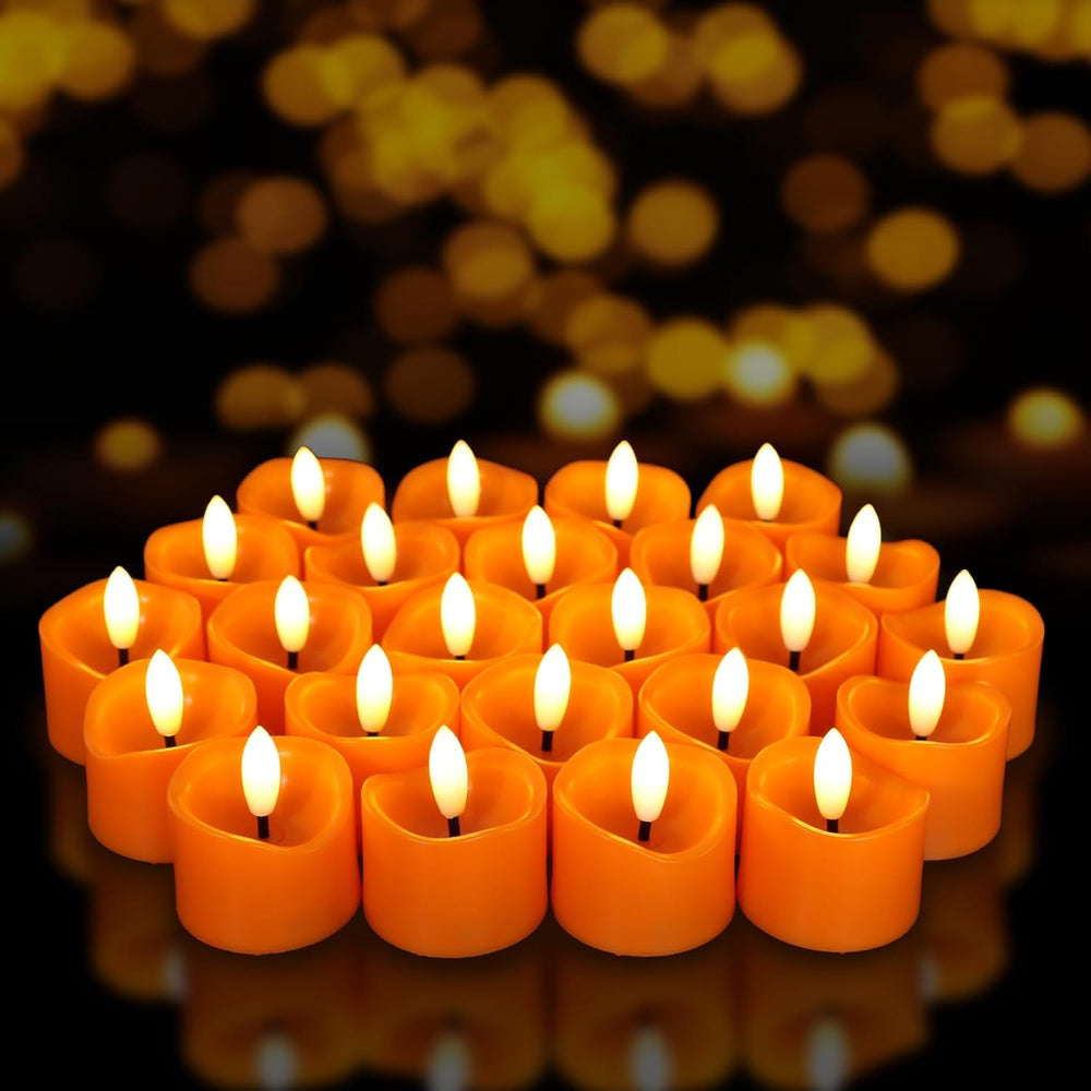 48 Pack Orange Tea Lights Candles Battery Operated Flameless LED Tealights