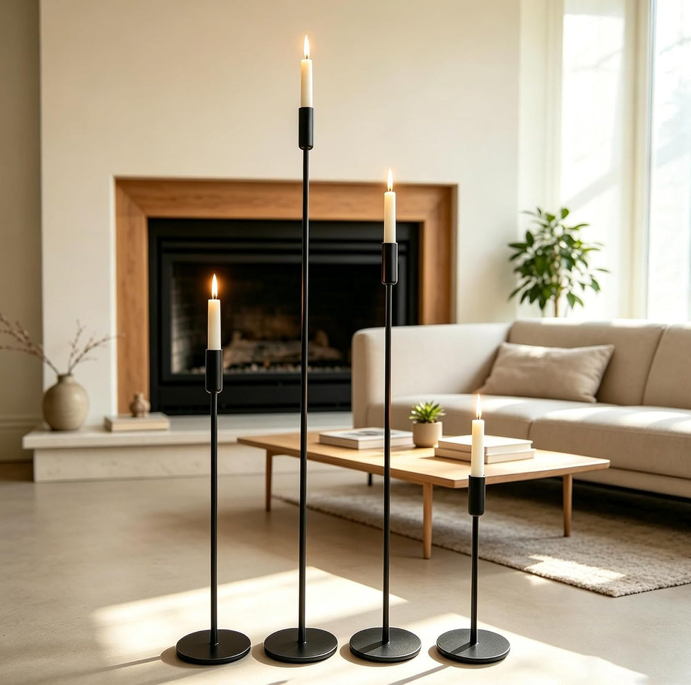 4 Pack Adjustable Tall Black Floor Candle Holders for Tables Event