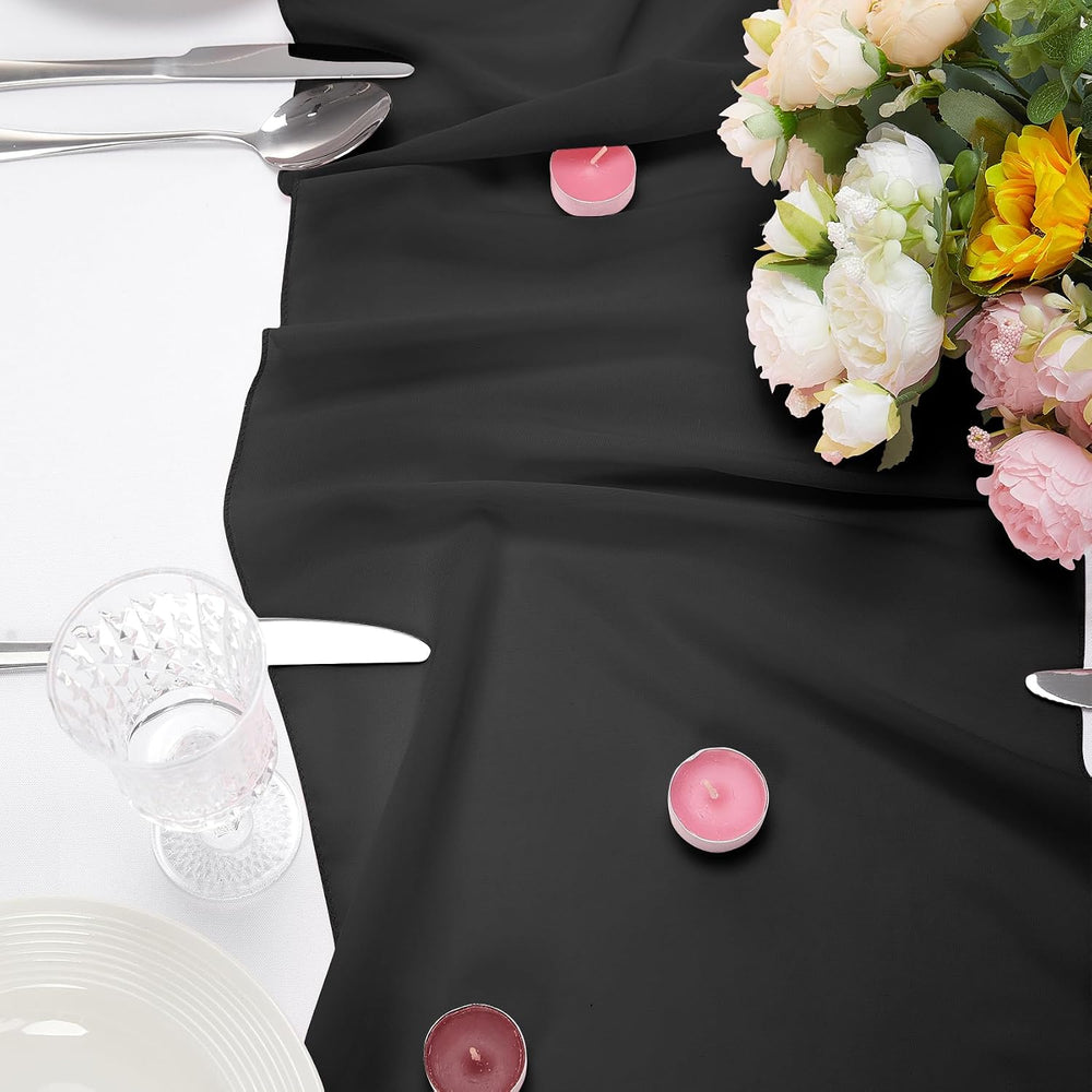 12 Pack Chiffon Table Runner 14x108 Inch Long 9ft Sheer Table Runners for Par...