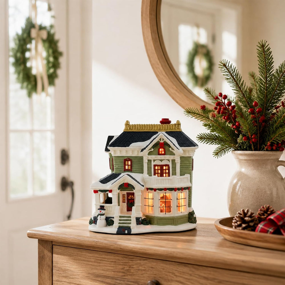 Christmas Village Houses, Lighted Ceramic Christmas Victorian Buildings