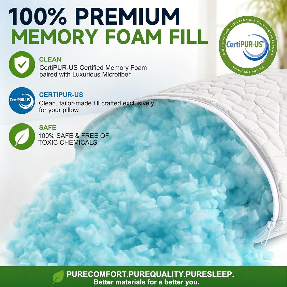 SUPA MODERN Cooling Pillow Queen Size Set of 2, CertiPUR-US Shredded Memory F...