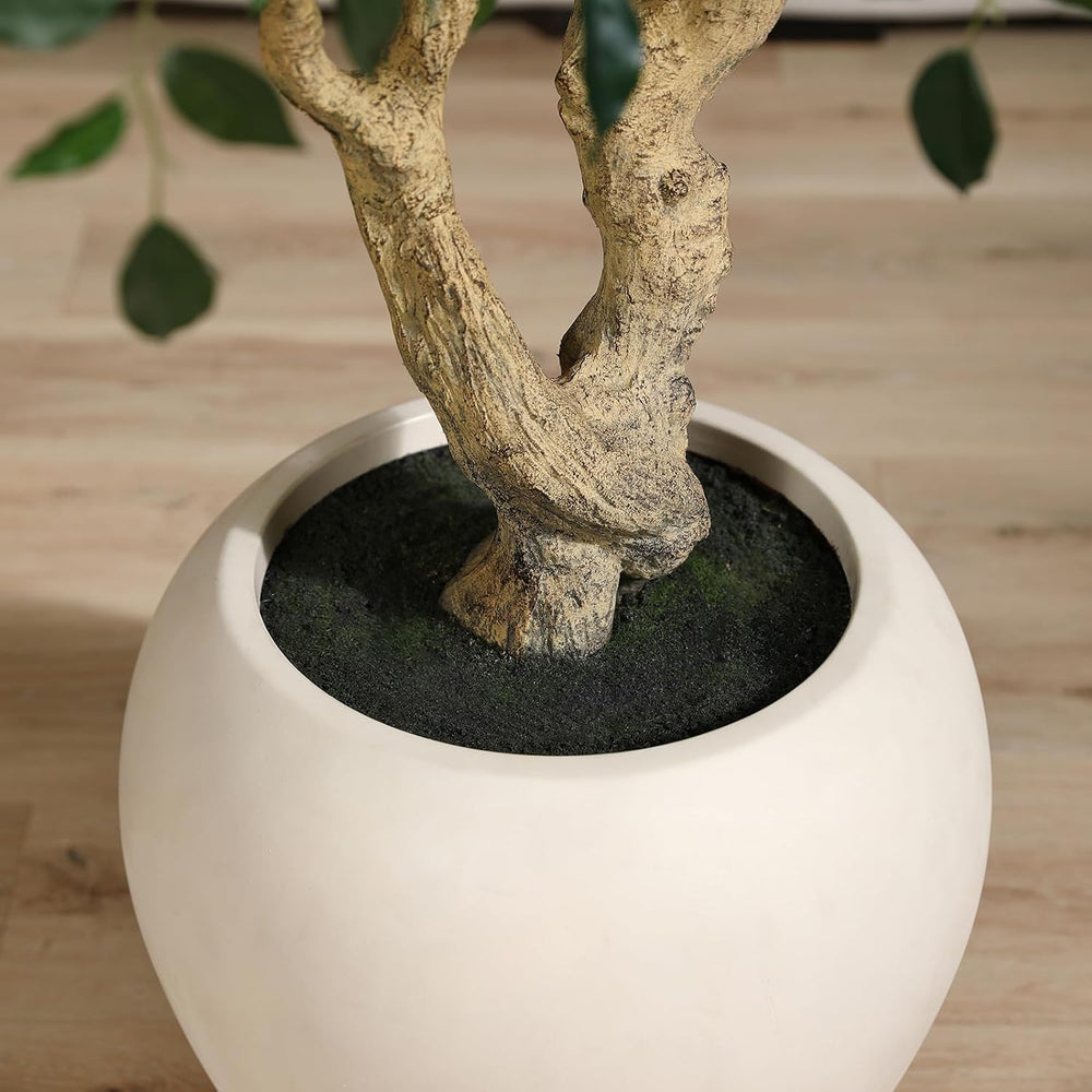 SOGUYI 8 Feet Ficus Tree Artificial Indoor with Round Artisan Planter