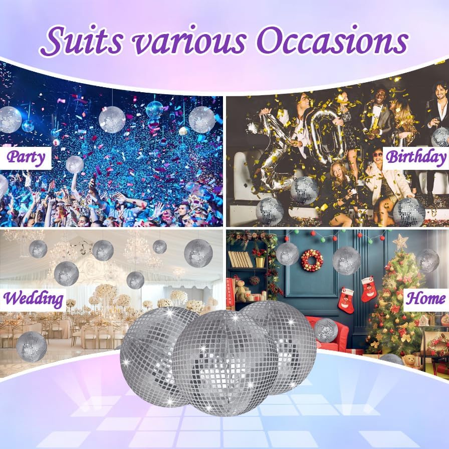 4 Pieces 12 Inch Inflatable Disco Ball ,Inflatable Ball with Disco Ball Cover...