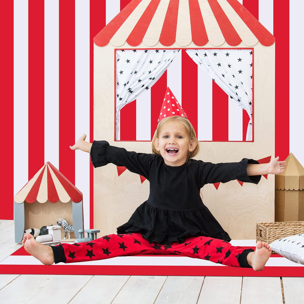 Ctosree Red and White Striped Tablecloth Roll 100 Ft Plastic Carnival