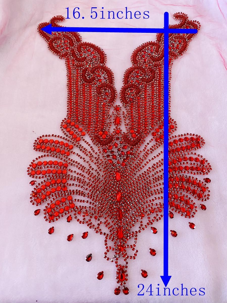 Handmade Glass Rhinestones Applique on net sew on Beads Crystal Patches Trim ...