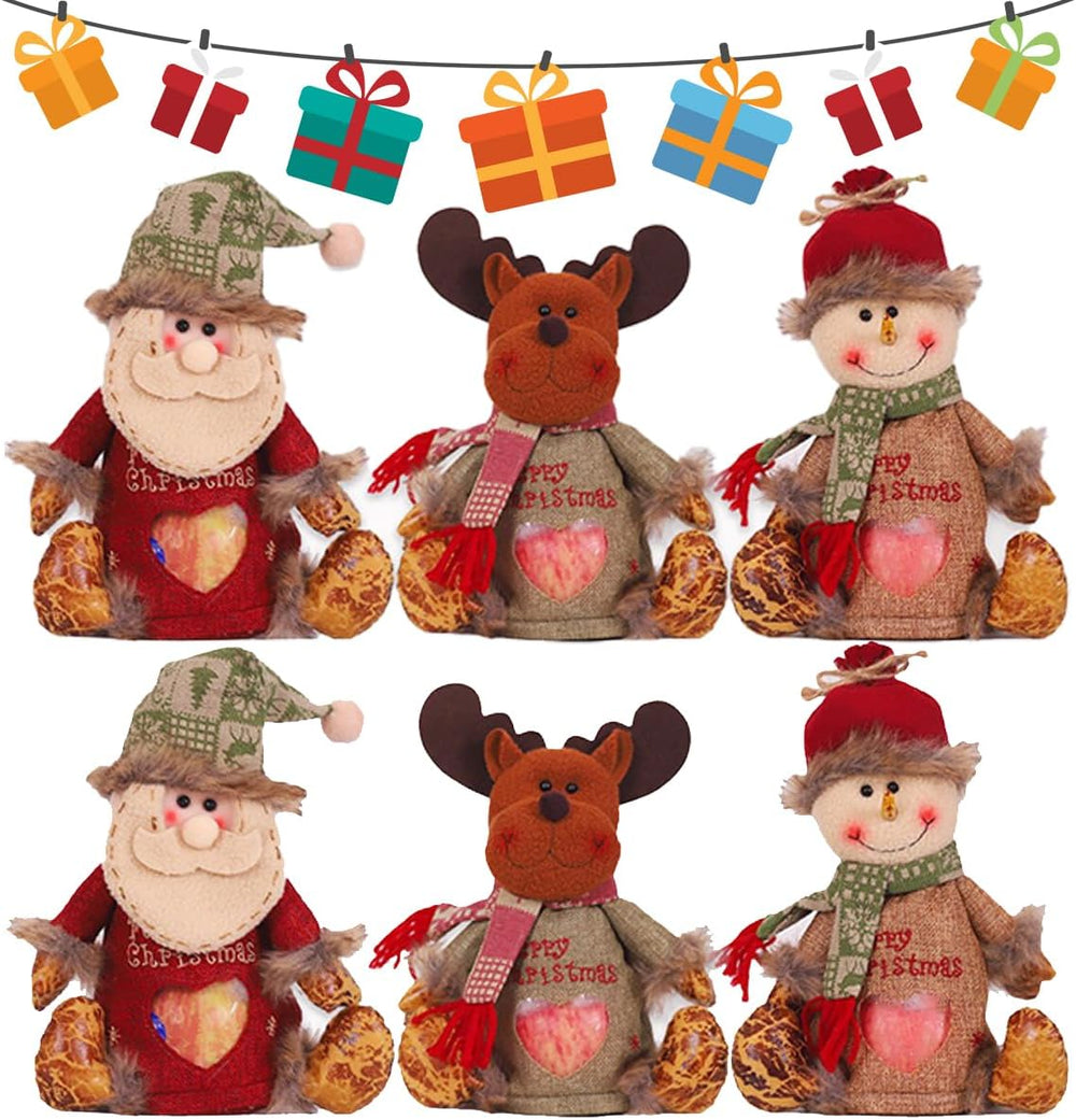 Flax Christmas Gift Bags Zipper Design Reusable Chritmas Eva Santa Snowman
