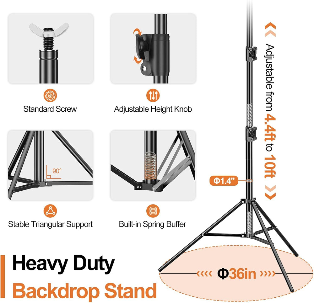 FUDESY Backdrop Stand Heavy Duty, 10x30ft Adjustable Photo Backdrop Stand