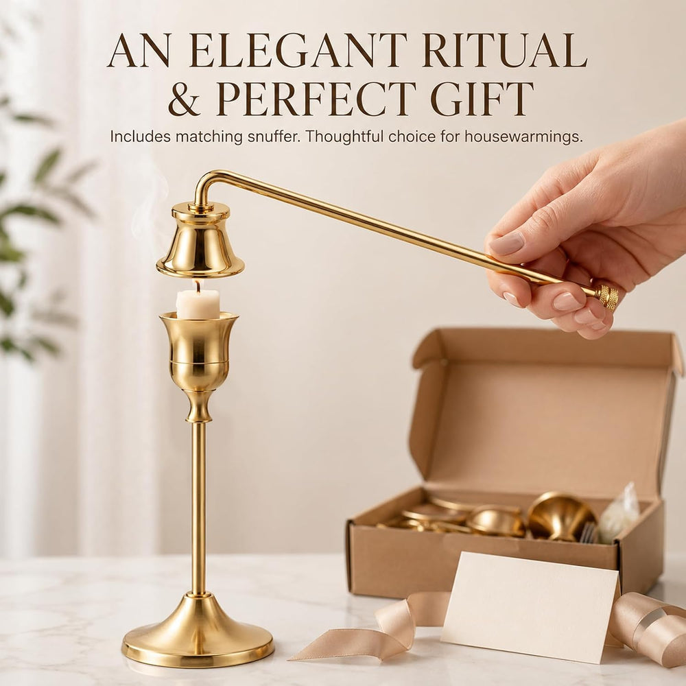 Gold Taper Candle Holders Set of 12, 3 Heights Brass Candlesticks