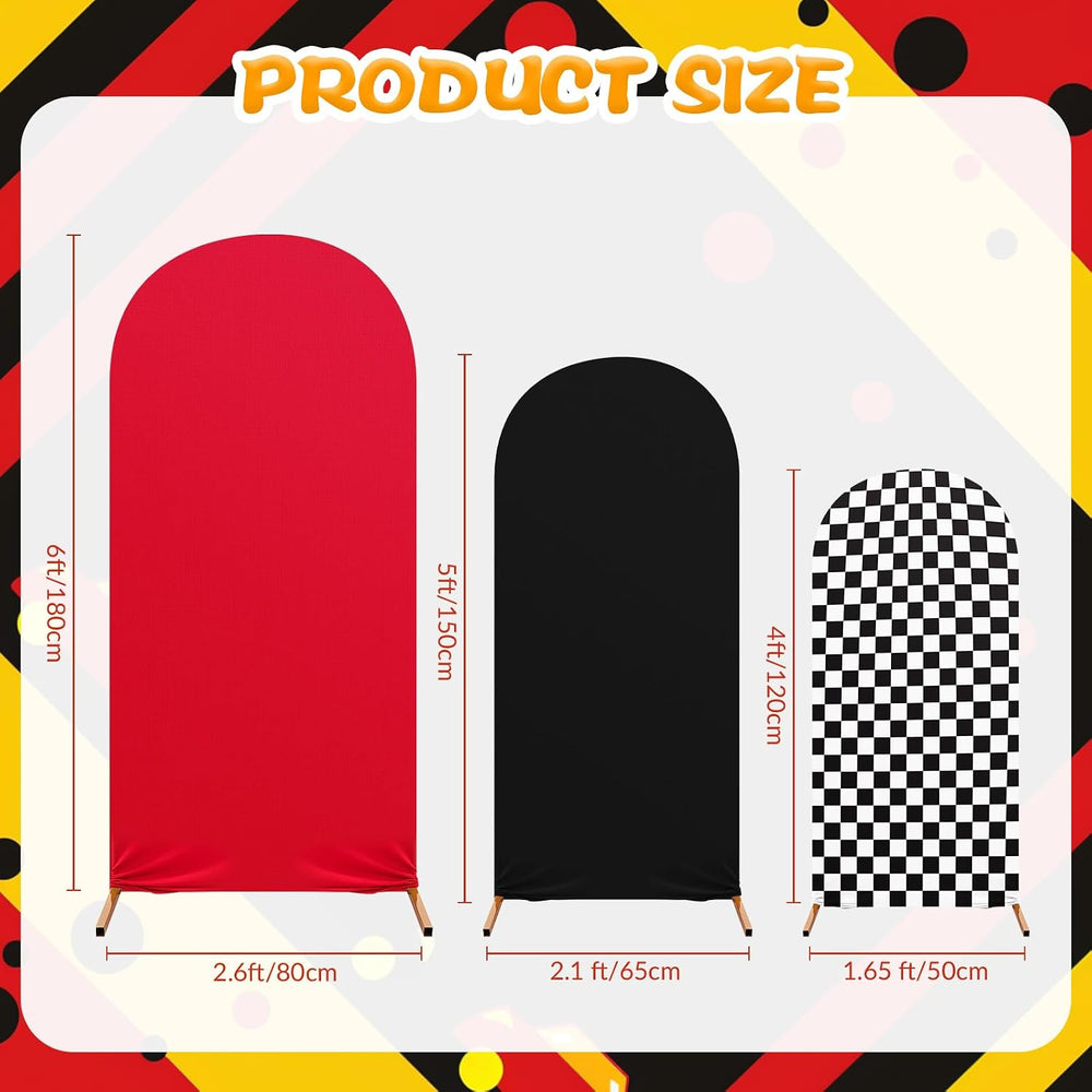 3 Pcs Arch Backdrop Cover 118 Balloons Set, Racing Theme, Black