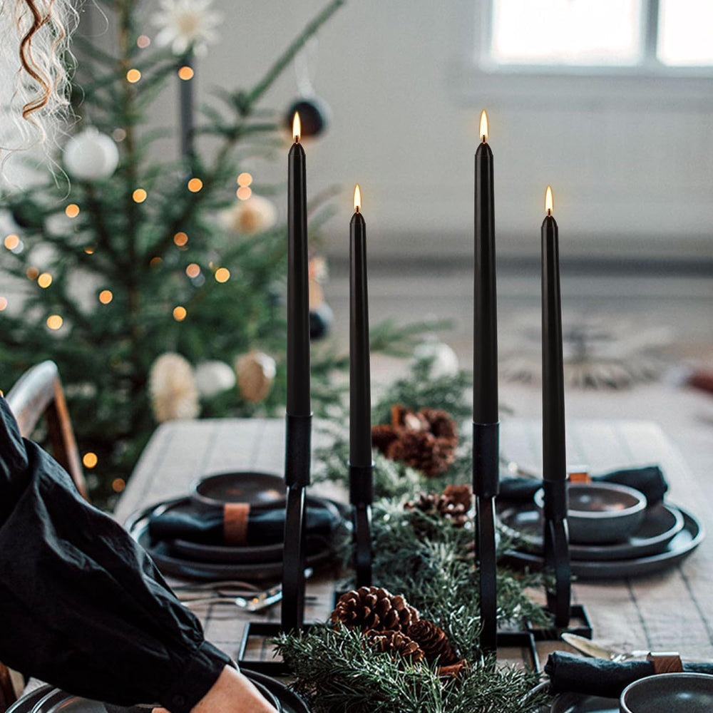 50 Pack Black Taper Candles - 10 Inch Classic Unscented Dinner Candles, Dripl...