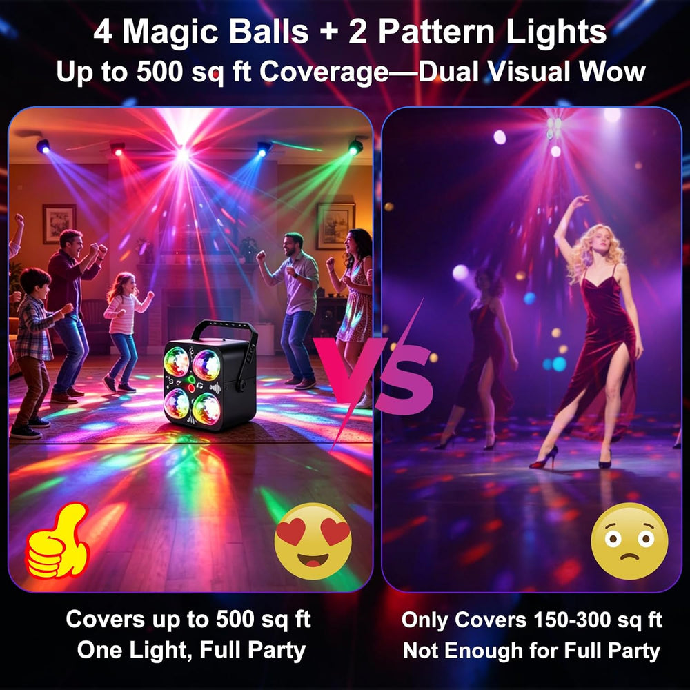 Party Lights DJ Disco Ball Light with 4 RGB Magic Balls and 90 Patterns