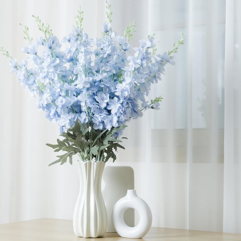 50 Pcs Blue Delphinium Artificial Flower Bulk, 34.25"