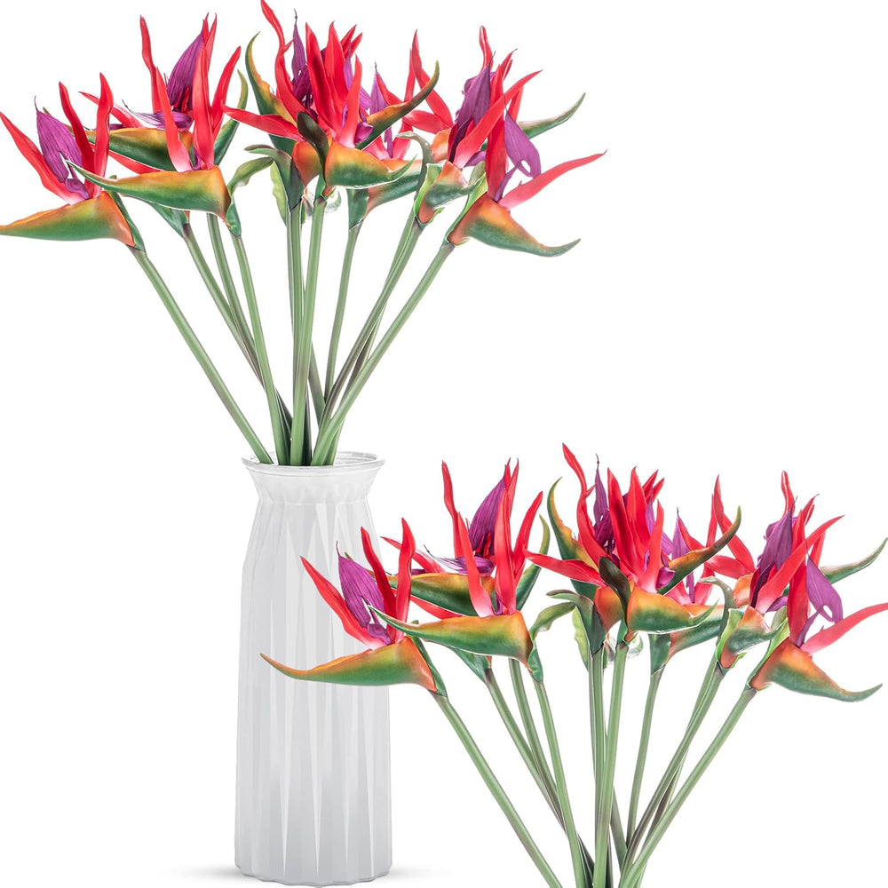 Birds of Paradise Artificial Flowers, Tropical Faux, Pink, 12 Pcs