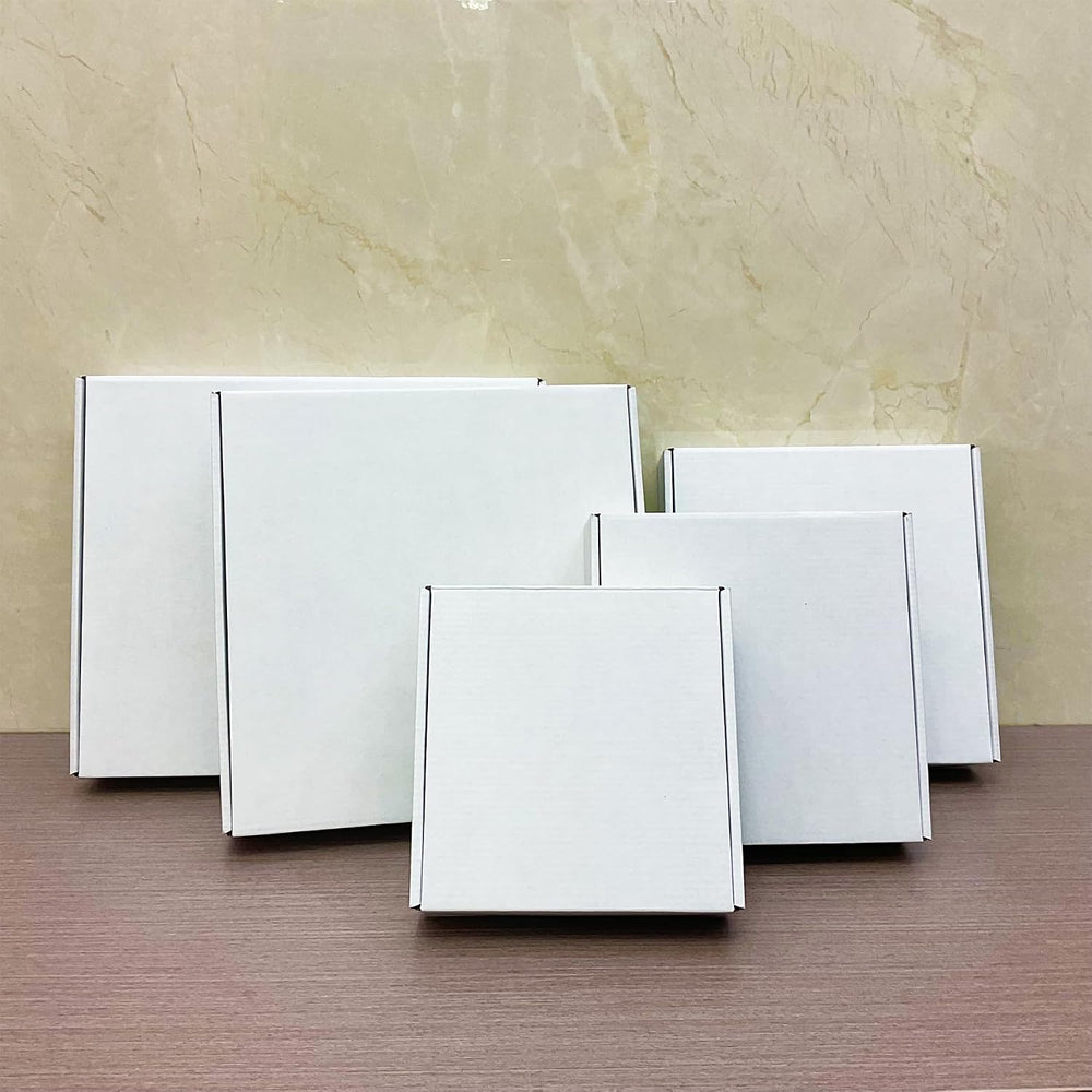 11x11x2 Inch Shipping Boxes Set of 25,White Corrugated Cardboard Mailers