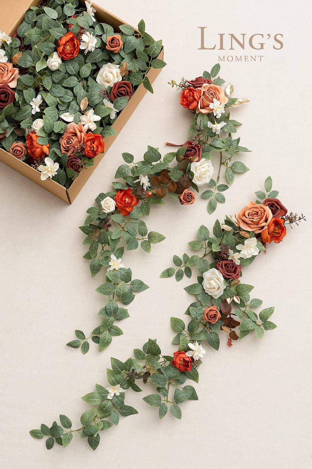 Ling's moment Fall Wedding Chair Decorations Orange Terracotta Aisle Flower
