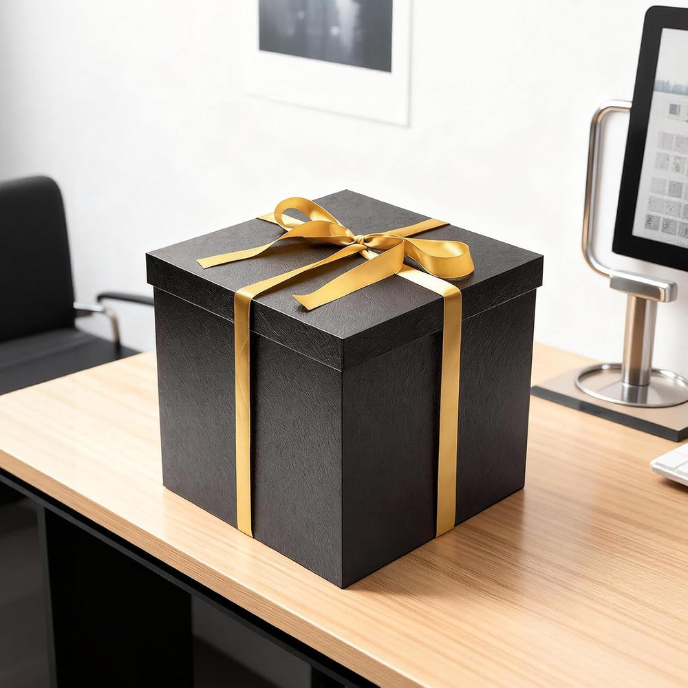 Mefleet 2 Pack Large Gift Box with Lid for Presents 12x12x12 Inches Black